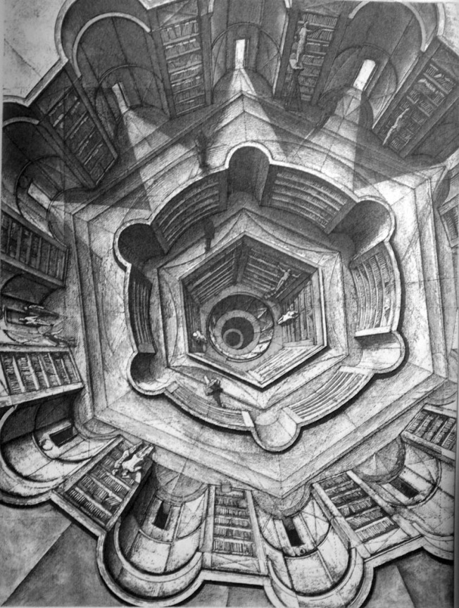 Erik Desmazières, The Library of Babel (above.)